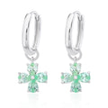 Pear‑Cut Four‑Leaf Clover Dangle Hoop Earrings, Blue/Yellow/Red/Pink/Purple, S925 Sterling Silver Bespoke Fine Jewelry