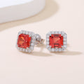 Square‑Cut Halo Stud Earrings