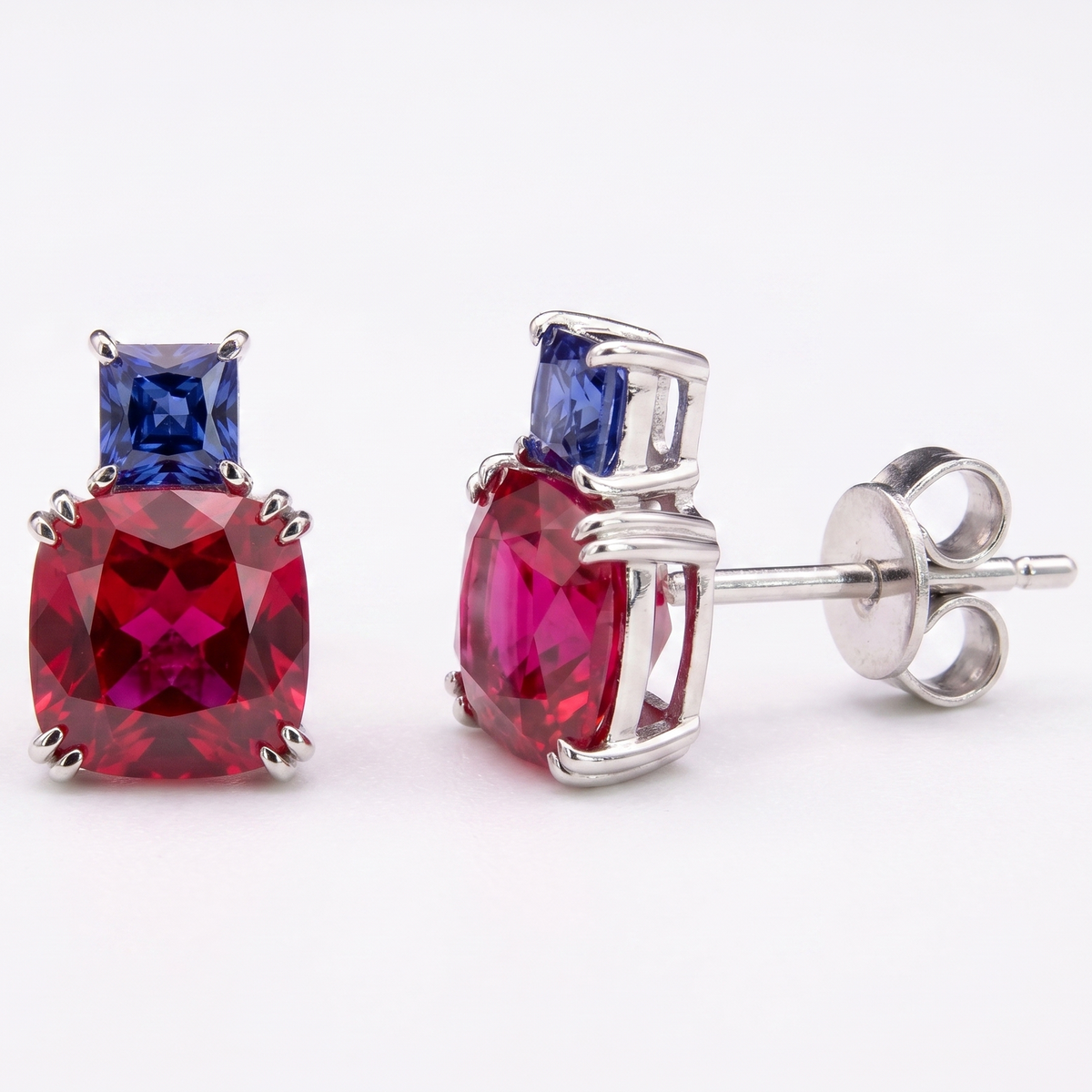 Cushion Princess‑Cut Stud Earrings