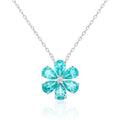 Six‑Petal Flower Gemstone Silver Necklace