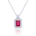 Emerald‑Cut Rectangle Halo Pendant Necklace