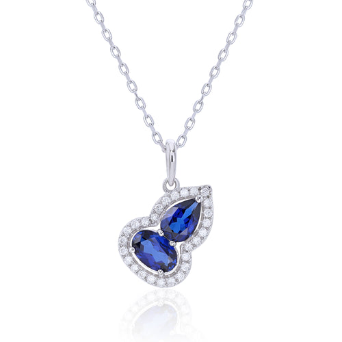 Elegant Gourd‑Shaped Double Gem Silver Necklace