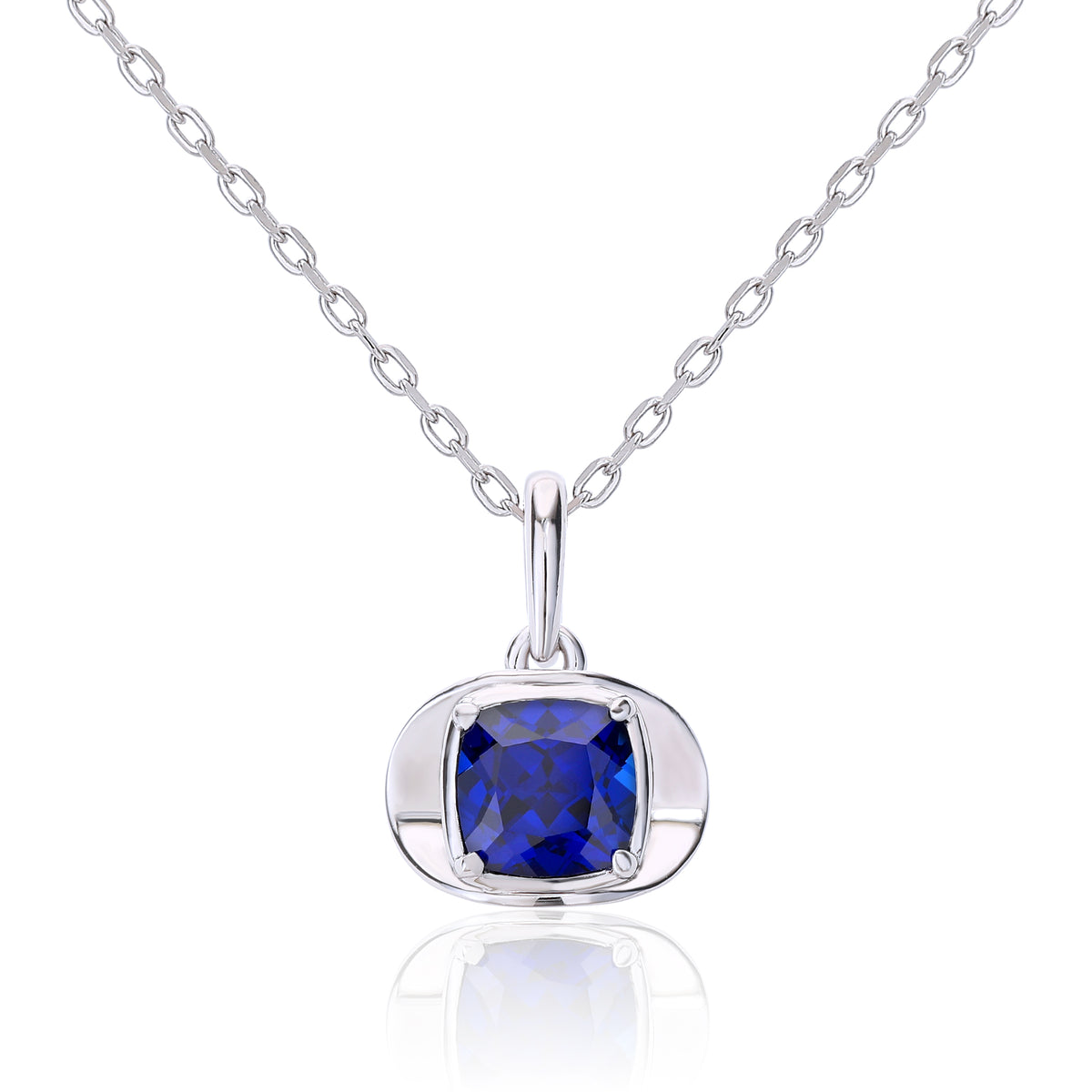 Minimalist Cushion‑Cut Solitaire Silver Necklace