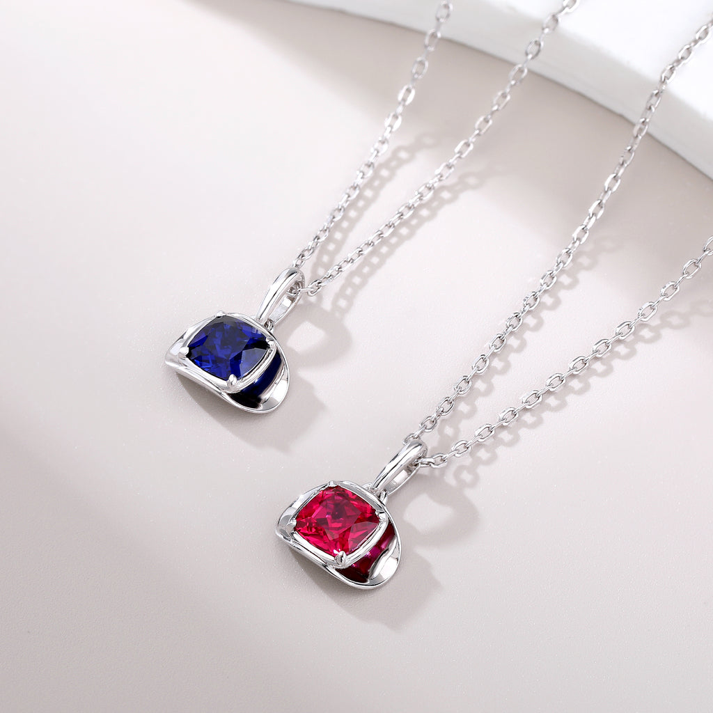 Minimalist Cushion‑Cut Solitaire Silver Necklace