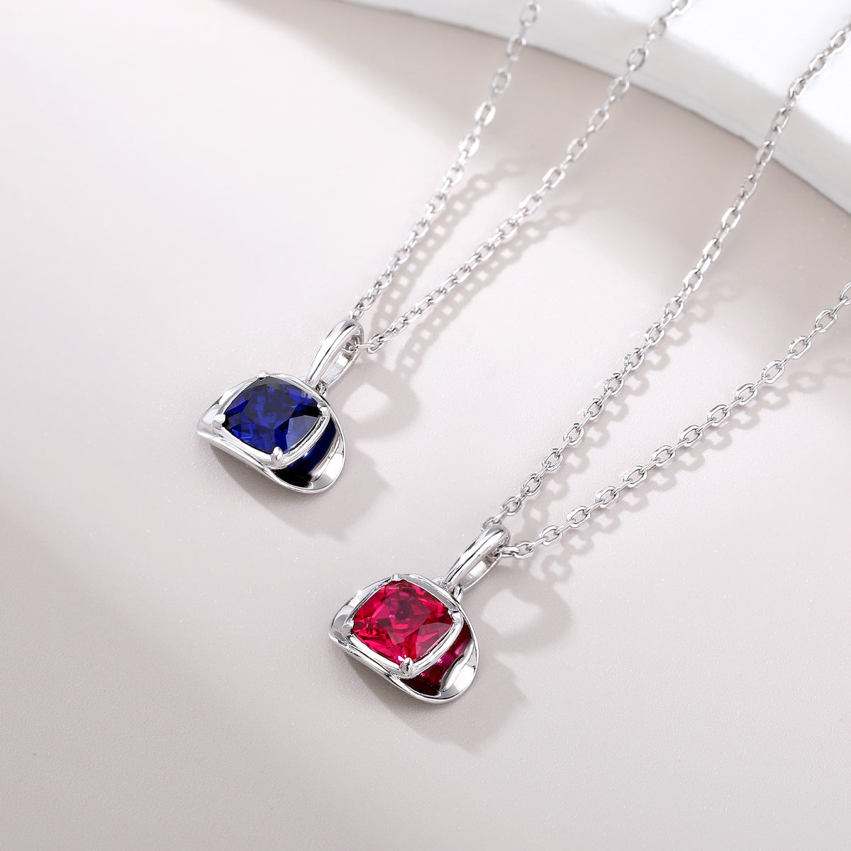 Minimalist Cushion‑Cut Solitaire Silver Necklace