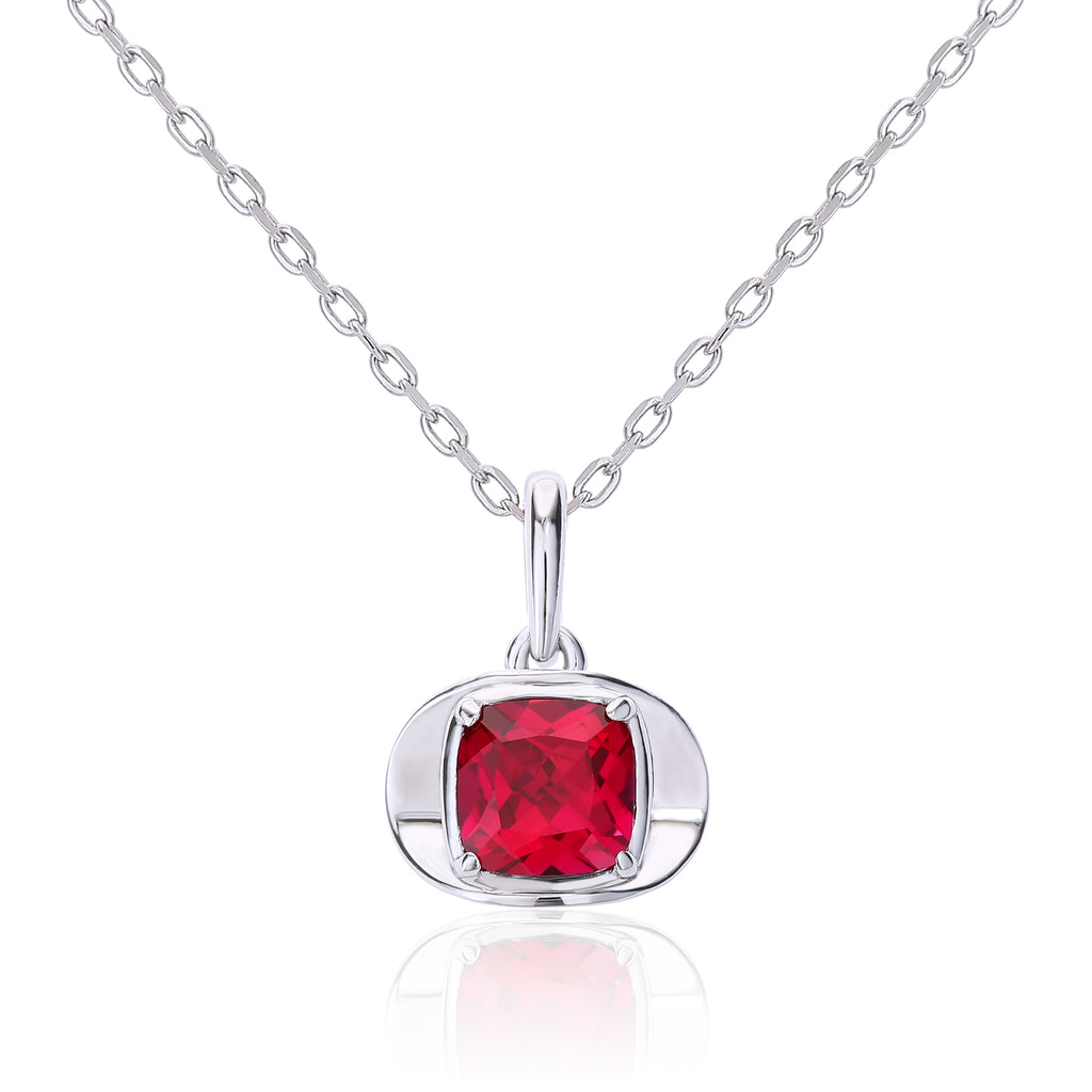 Minimalist Cushion‑Cut Solitaire Silver Necklace