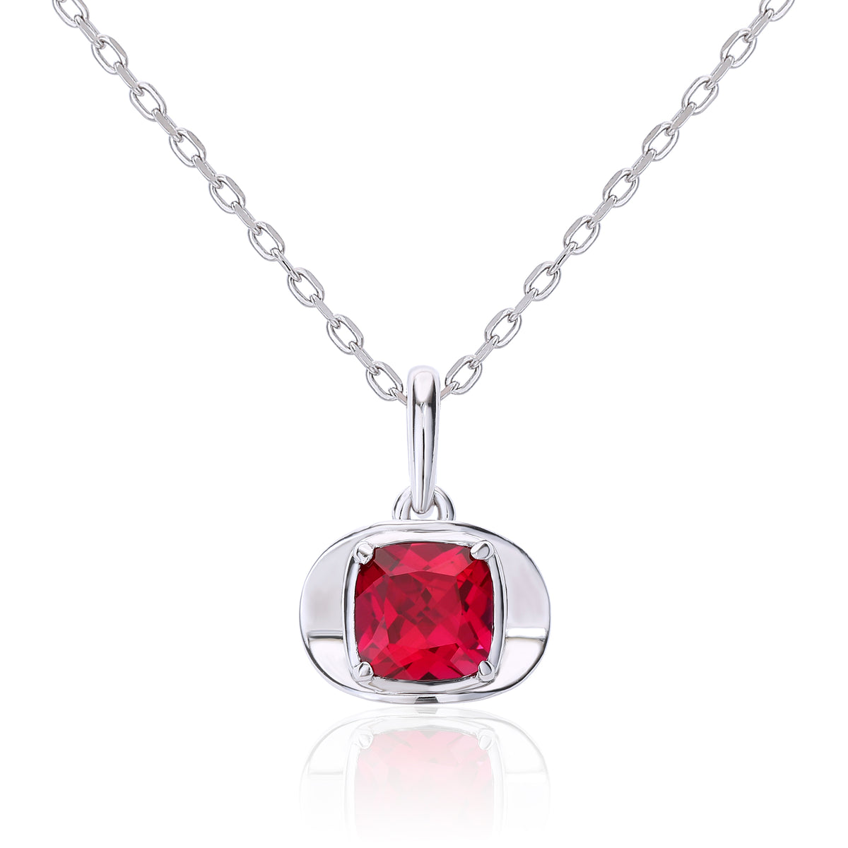 Minimalist Cushion‑Cut Solitaire Silver Necklace