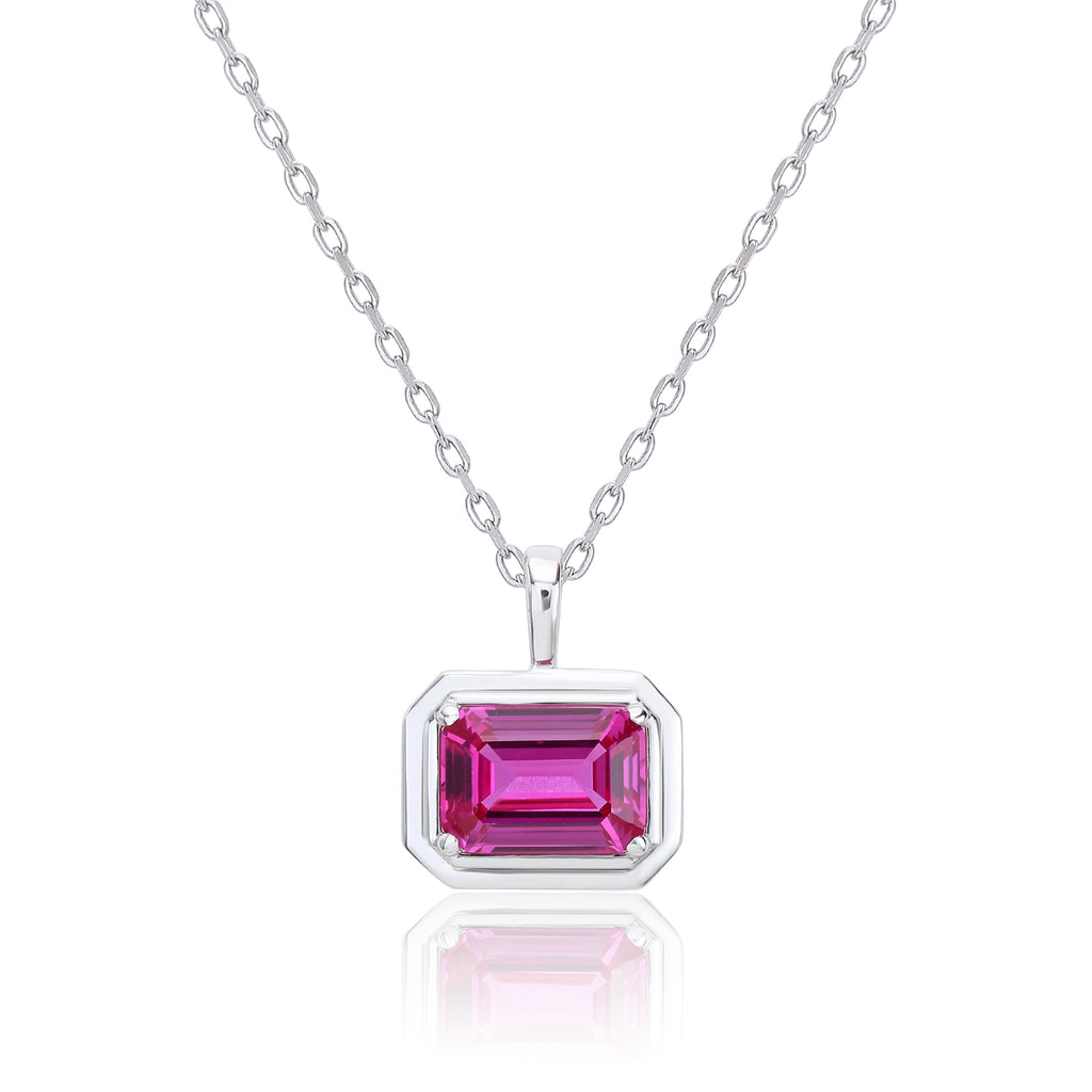 Emerald‑Cut Solitaire Bezel Pendant Necklace