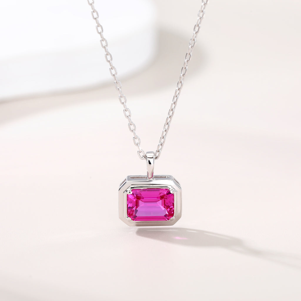 Emerald‑Cut Solitaire Bezel Pendant Necklace