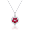 Delicate Floral Halo Gemstone Silver Necklace
