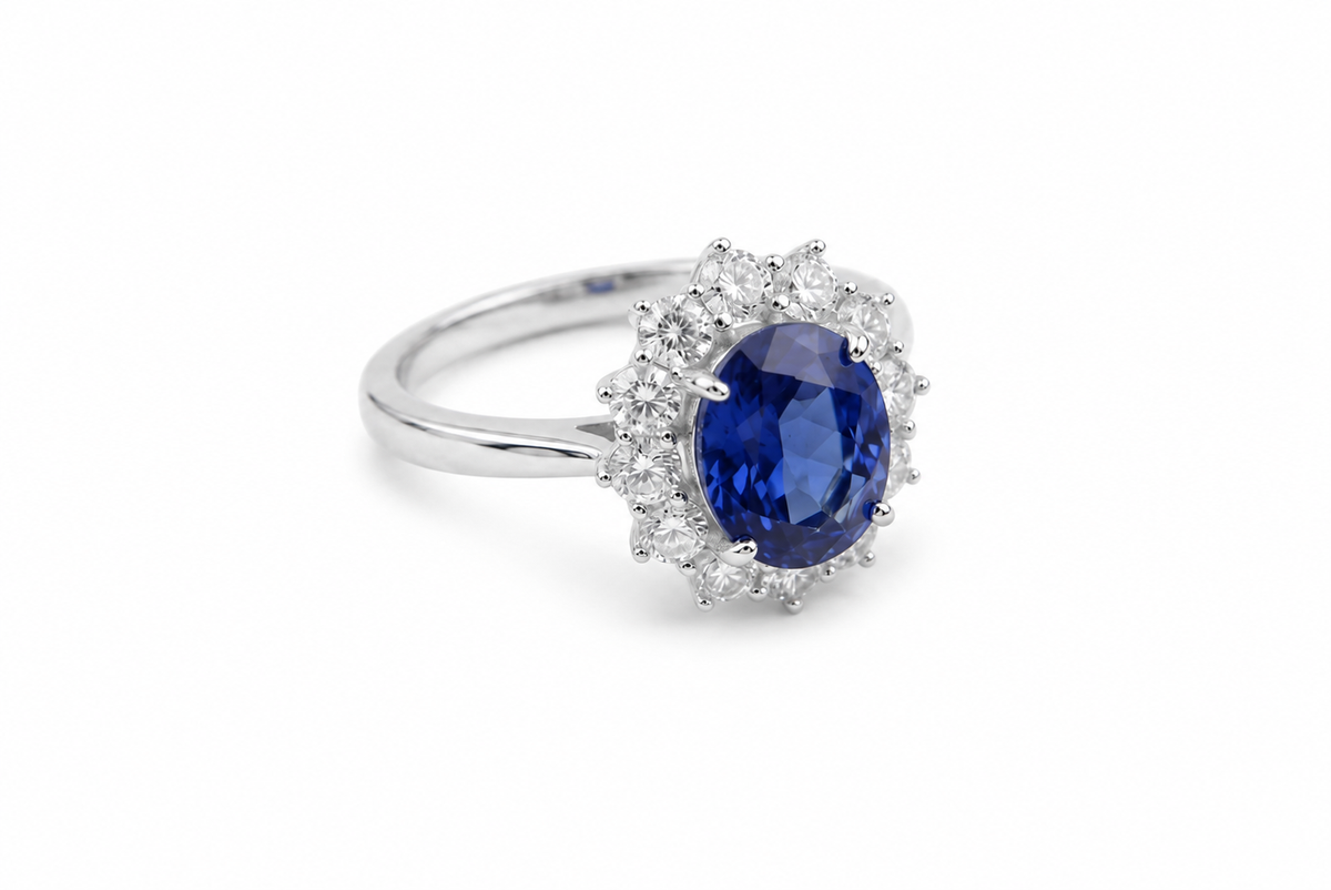 Oval Sun‑Halo Gemstone Ring
