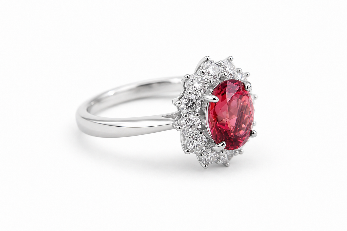 Oval Sun‑Halo Gemstone Ring