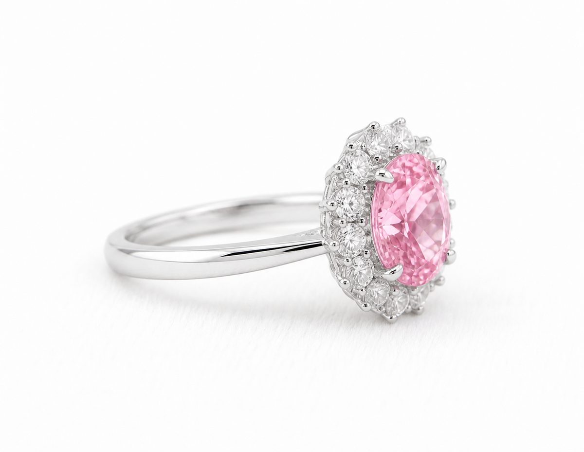 Oval Sun‑Halo Gemstone Ring