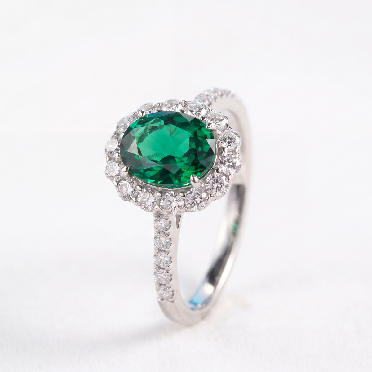 Oval Halo Gemstone Ring
