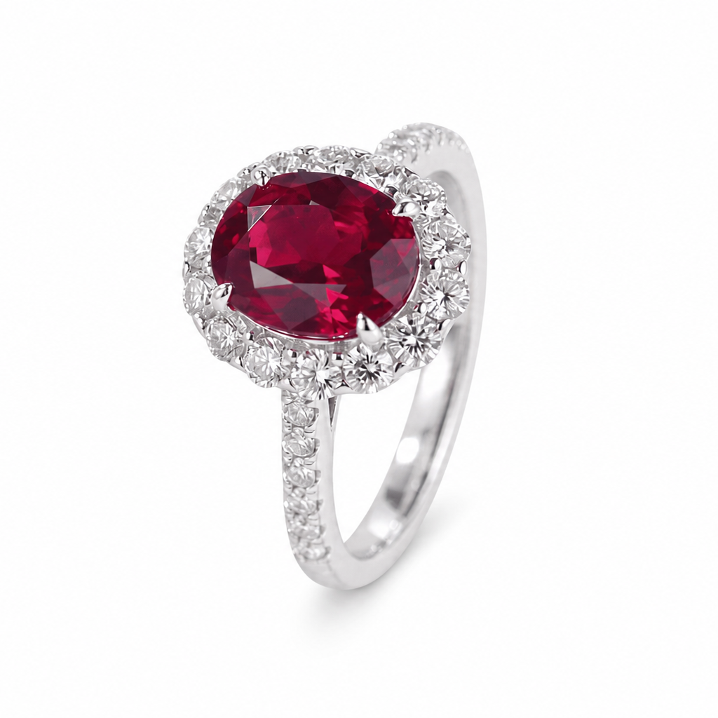 Oval Halo Gemstone Ring