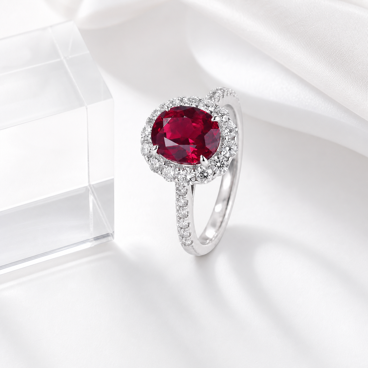 Oval Halo Gemstone Ring