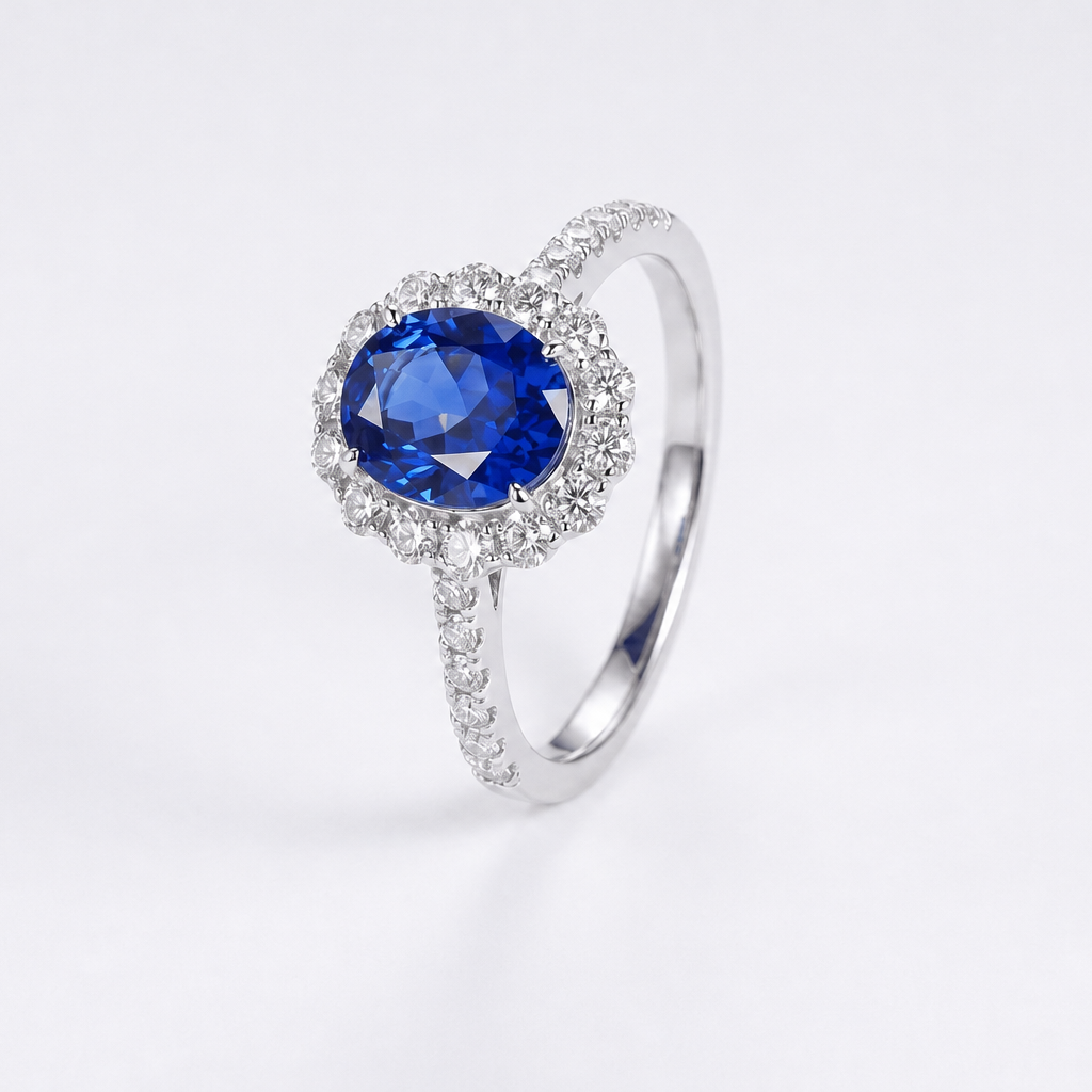 Oval Halo Gemstone Ring