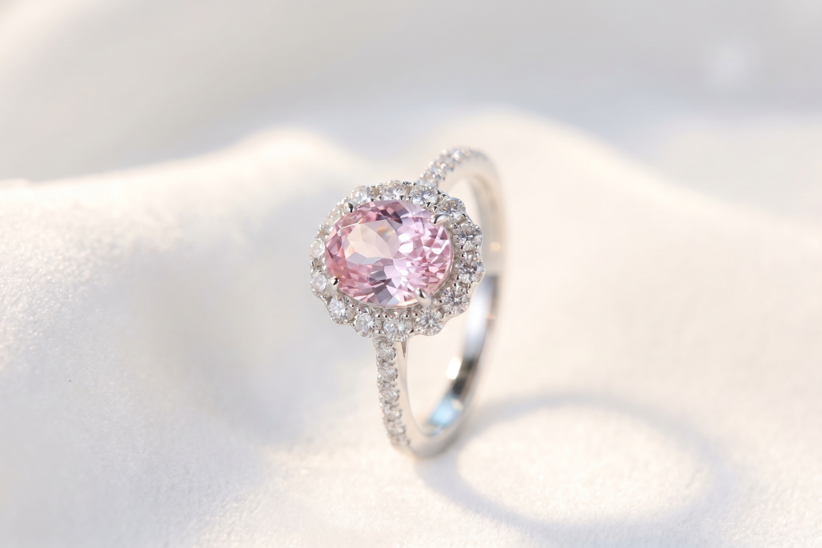 Oval Halo Gemstone Ring