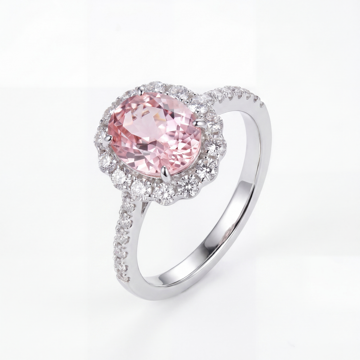 Oval Halo Gemstone Ring