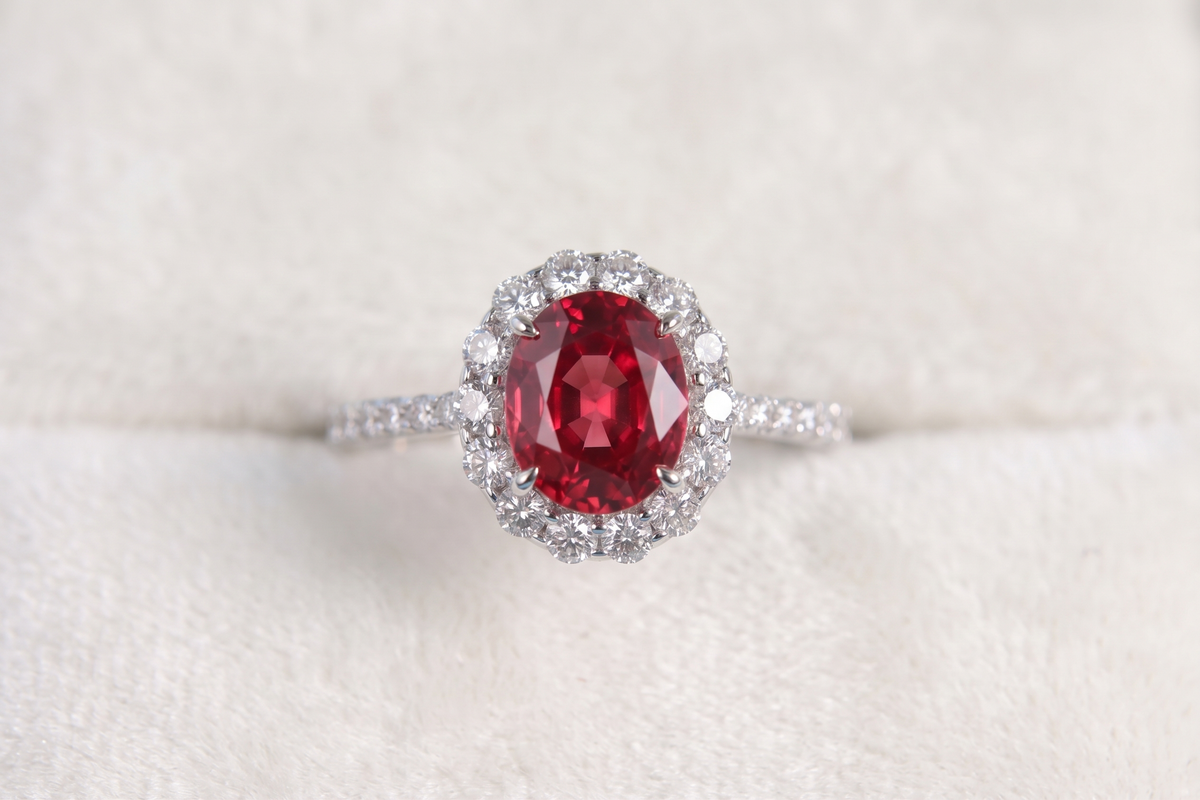 Oval Halo Gemstone Ring
