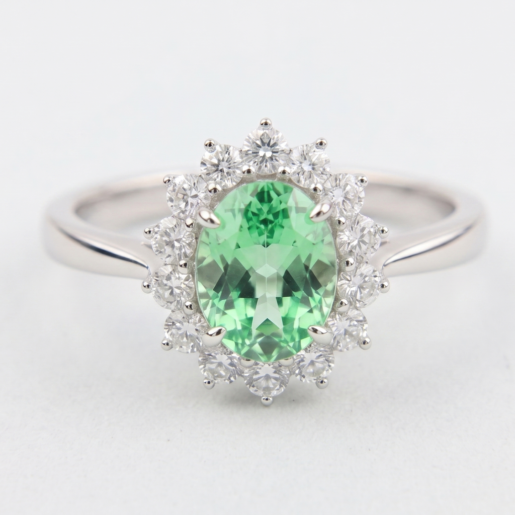 Oval Sun‑Halo Gemstone Ring