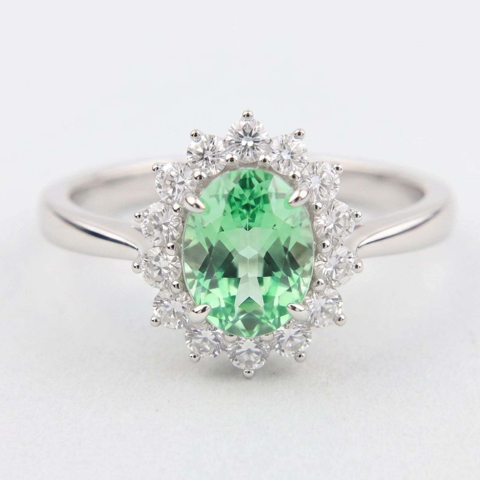 Oval Sun‑Halo Gemstone Ring