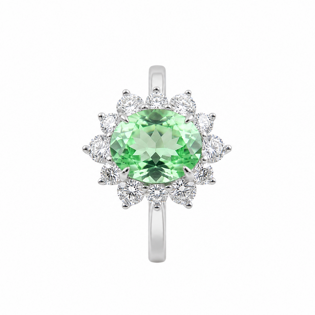 Oval Sun‑Halo Gemstone Ring