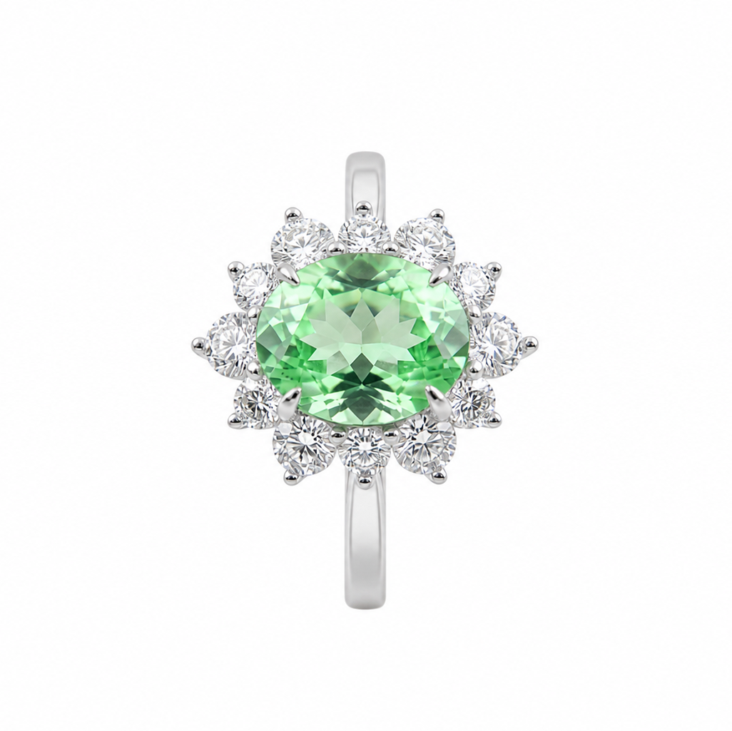 Oval Sun‑Halo Gemstone Ring