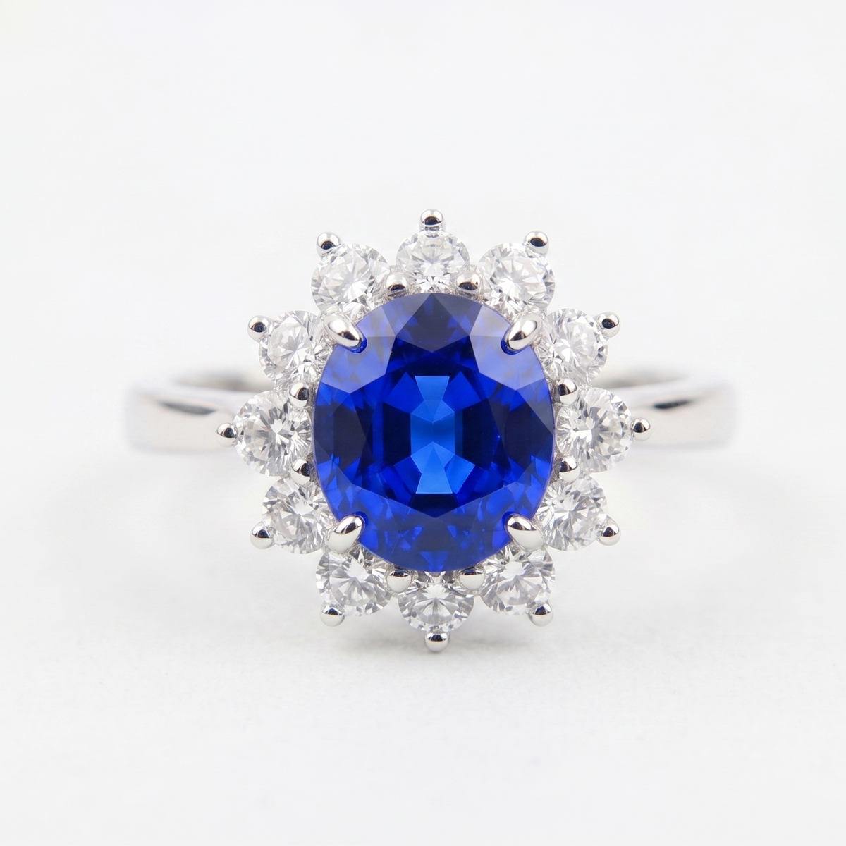 Oval Sun‑Halo Gemstone Ring