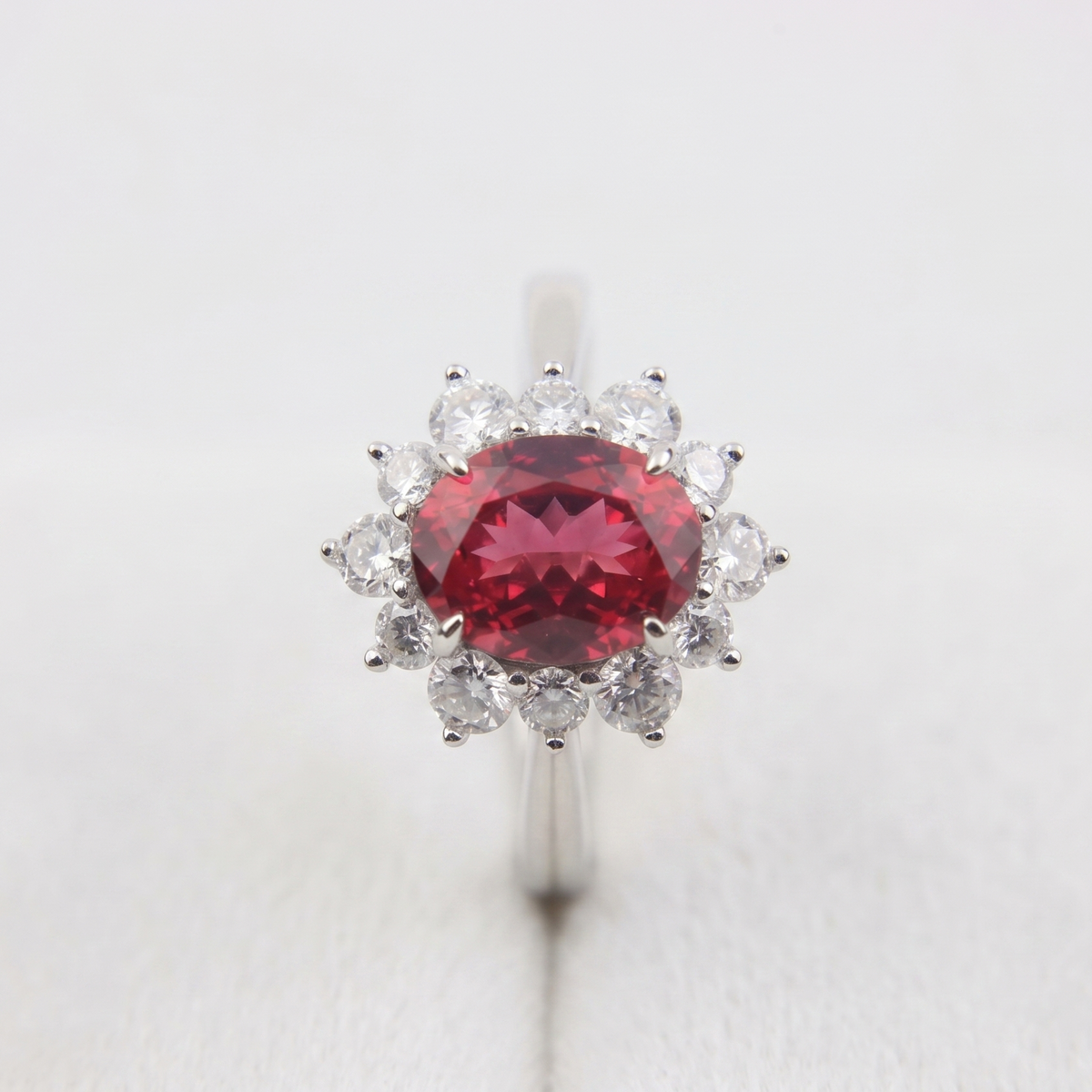 Oval Sun‑Halo Gemstone Ring