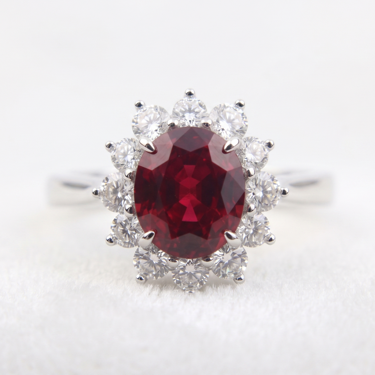 Oval Sun‑Halo Gemstone Ring