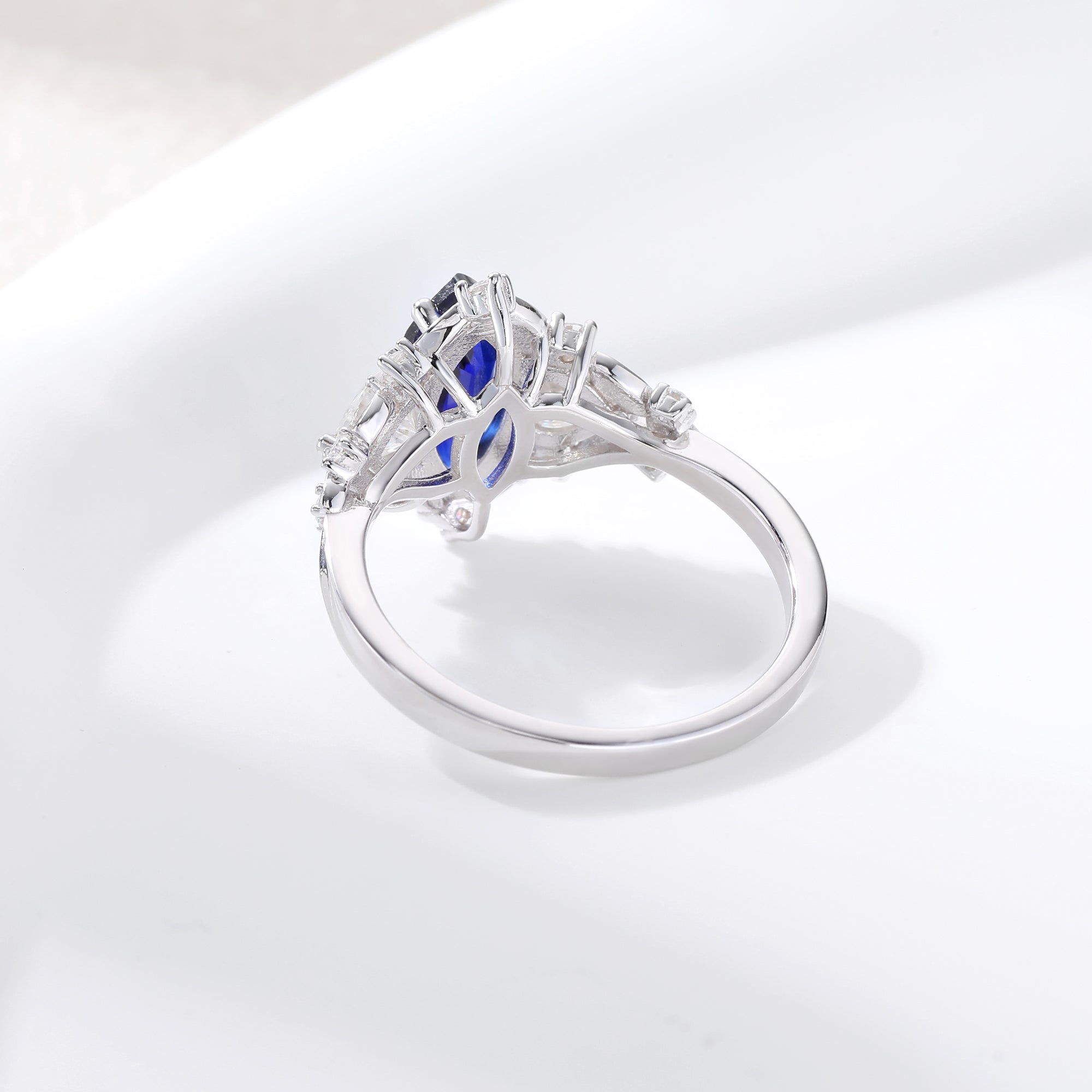 Royal Blue Marquise Sapphire Halo Ring