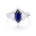 Royal Blue Marquise Sapphire Halo Ring