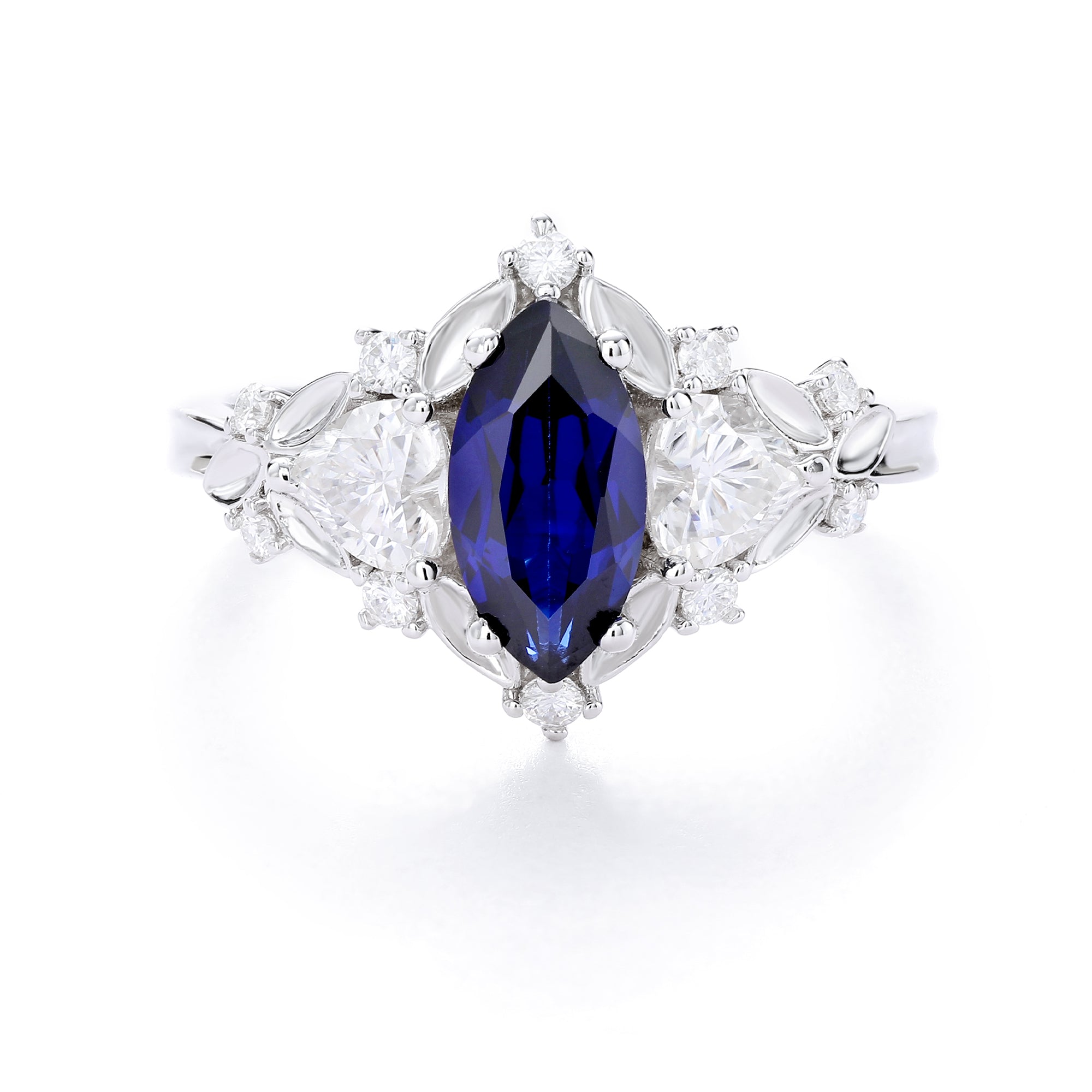 Royal Blue Marquise Sapphire Halo Ring