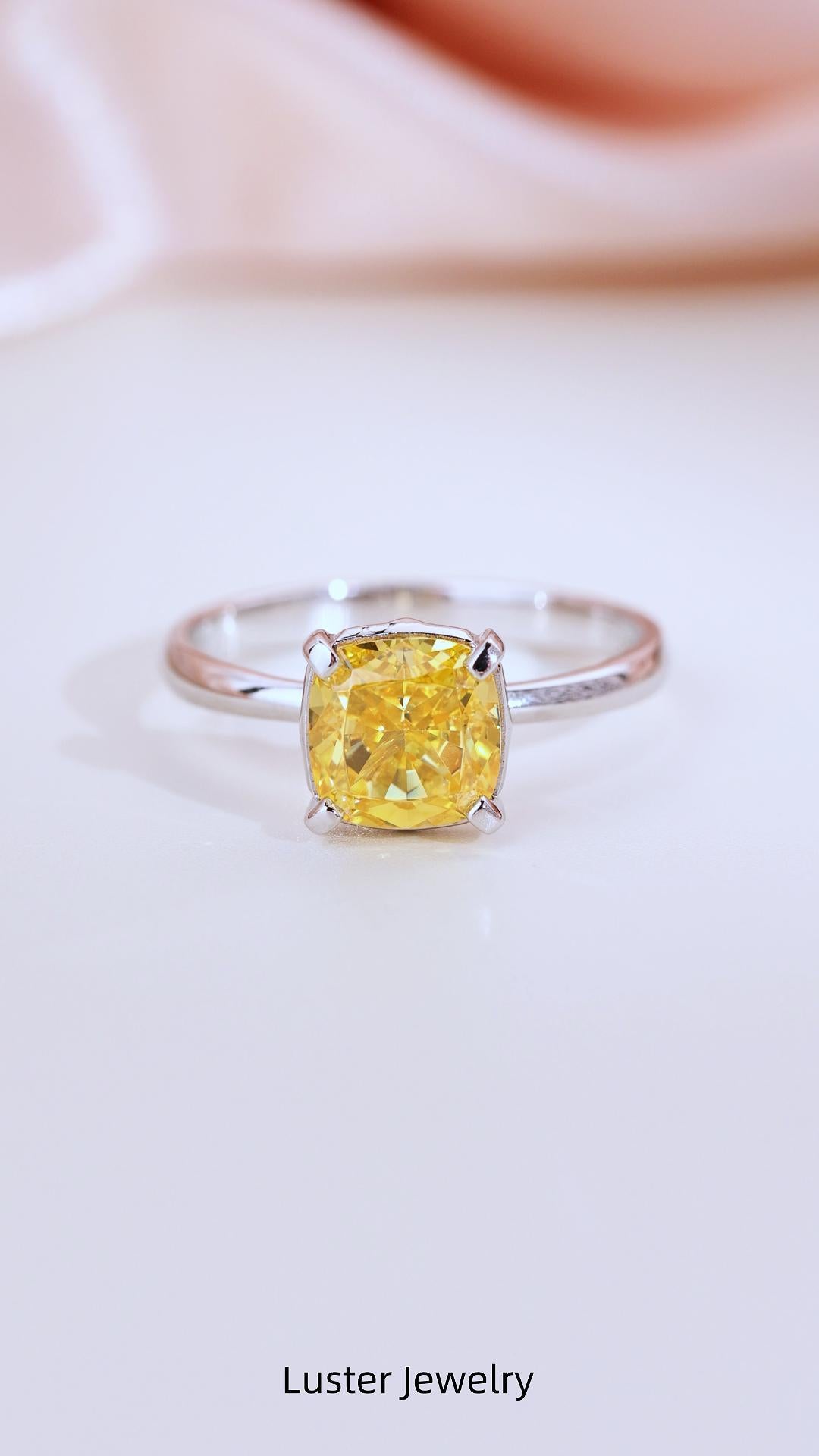Minimal Four‑Prong Cushion Solitaire Ring