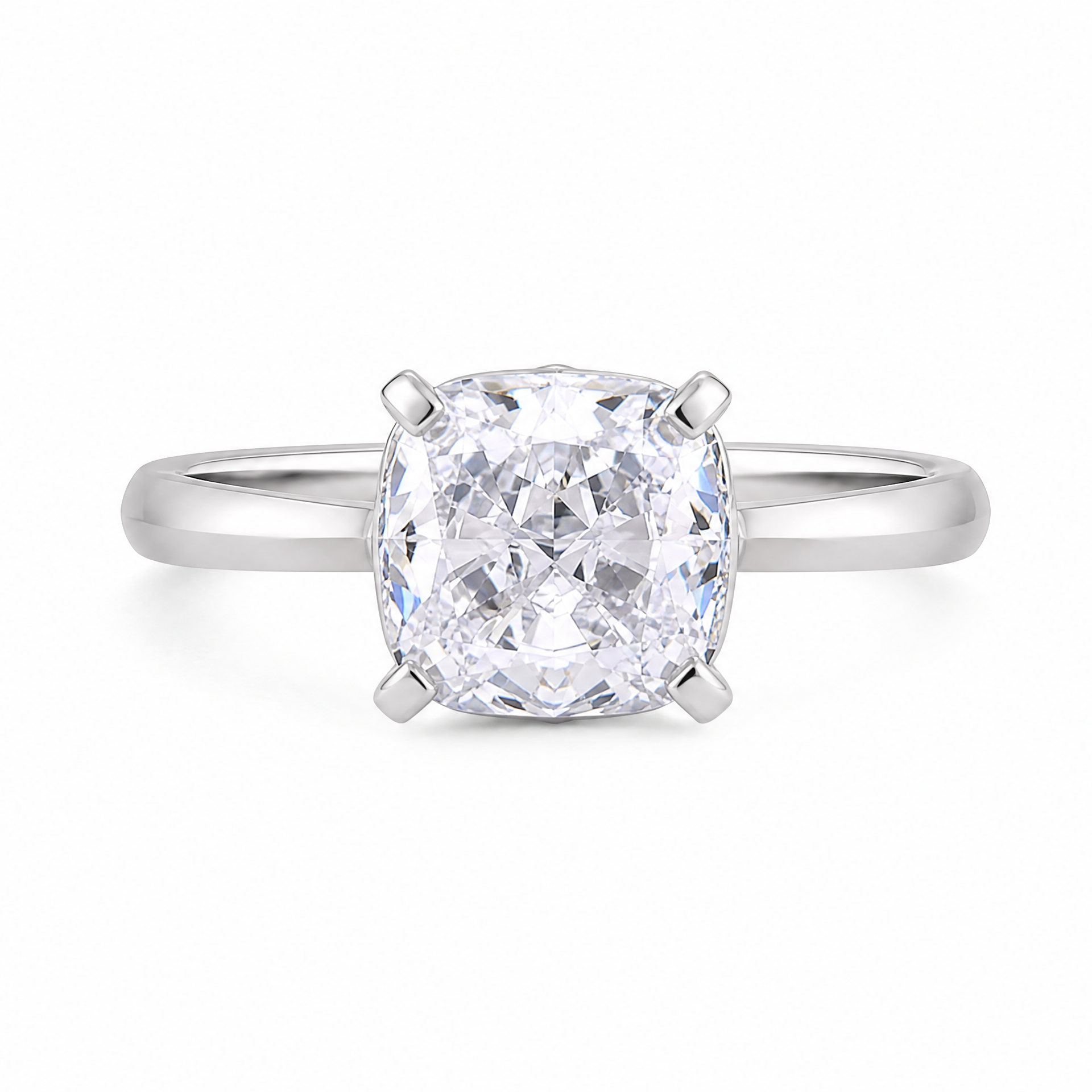 Minimal Four‑Prong Cushion Solitaire Ring