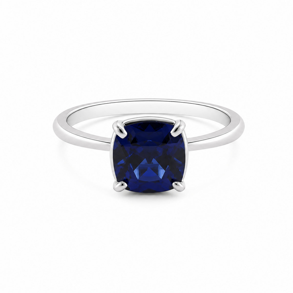 Minimal Four‑Prong Cushion Solitaire Ring