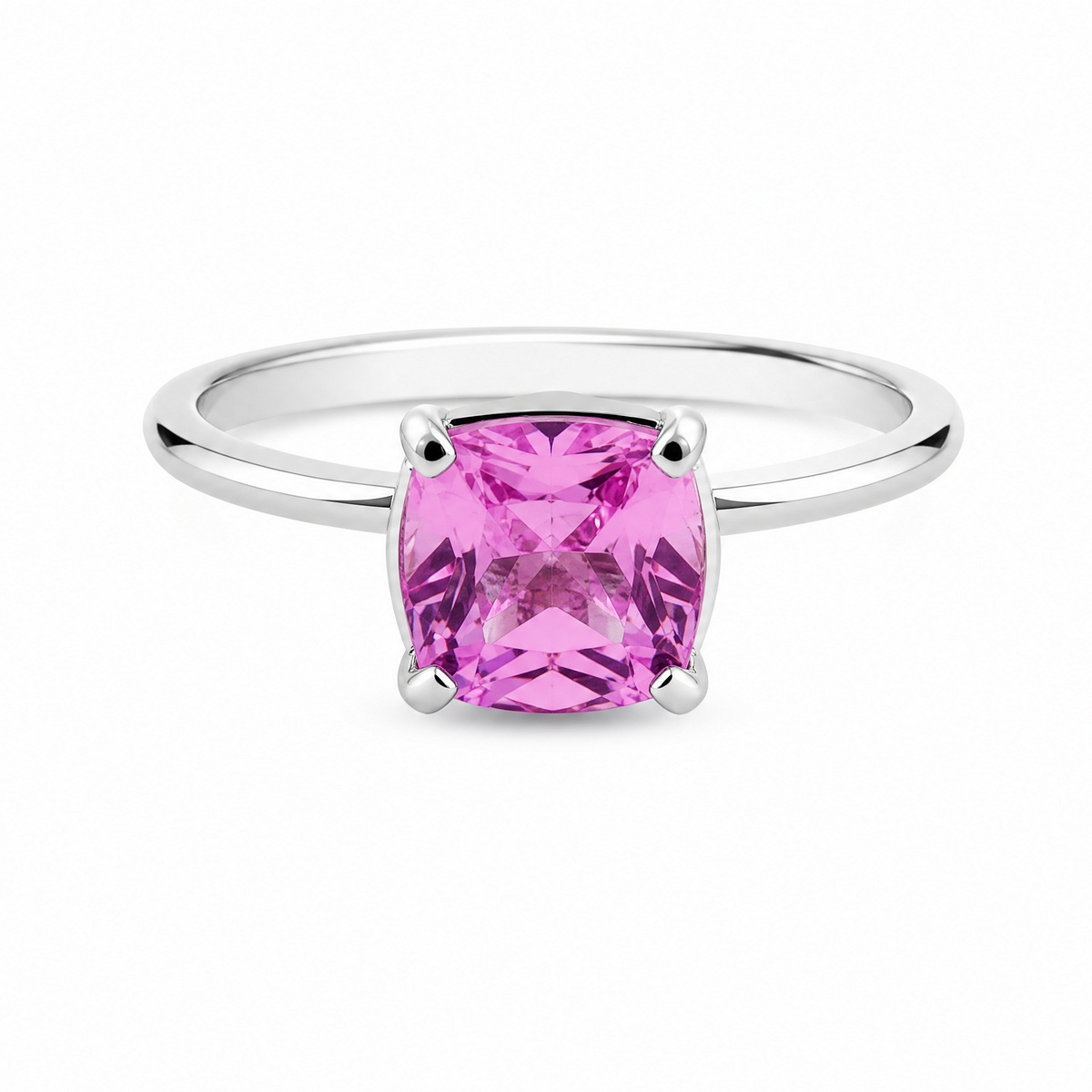Minimal Four‑Prong Cushion Solitaire Ring