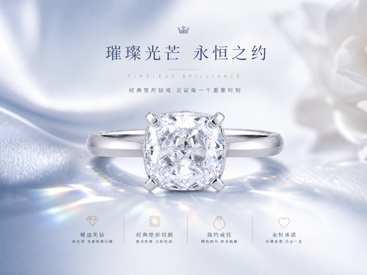 Minimal Four‑Prong Cushion Solitaire Ring