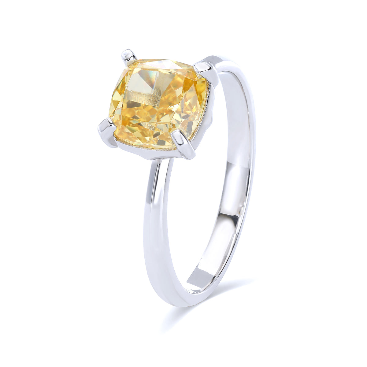 Minimal Four‑Prong Cushion Solitaire Ring