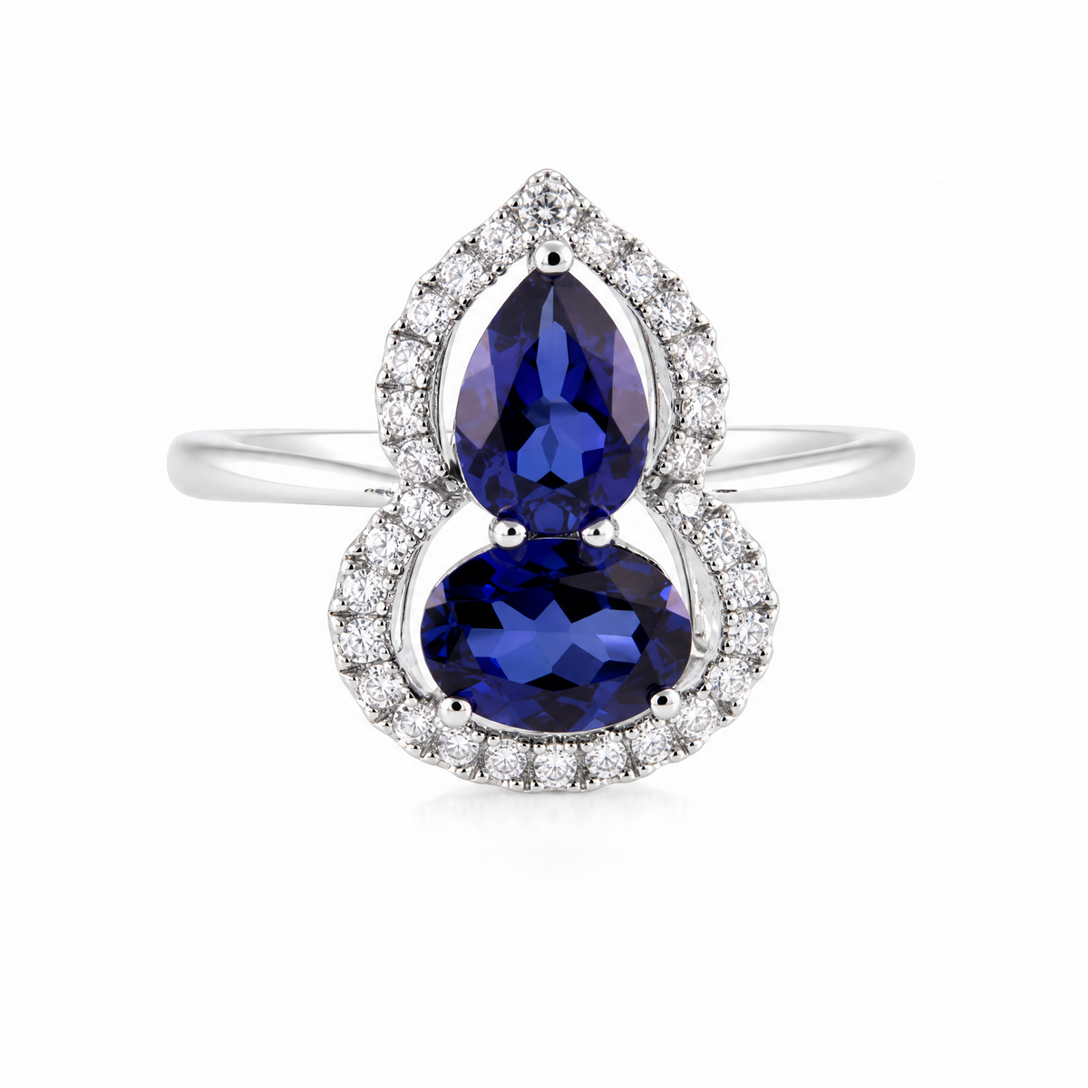 Full‑Halo Gourd‑Shaped Gem Ring