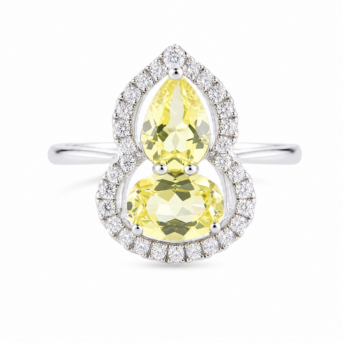 Full‑Halo Gourd‑Shaped Gem Ring