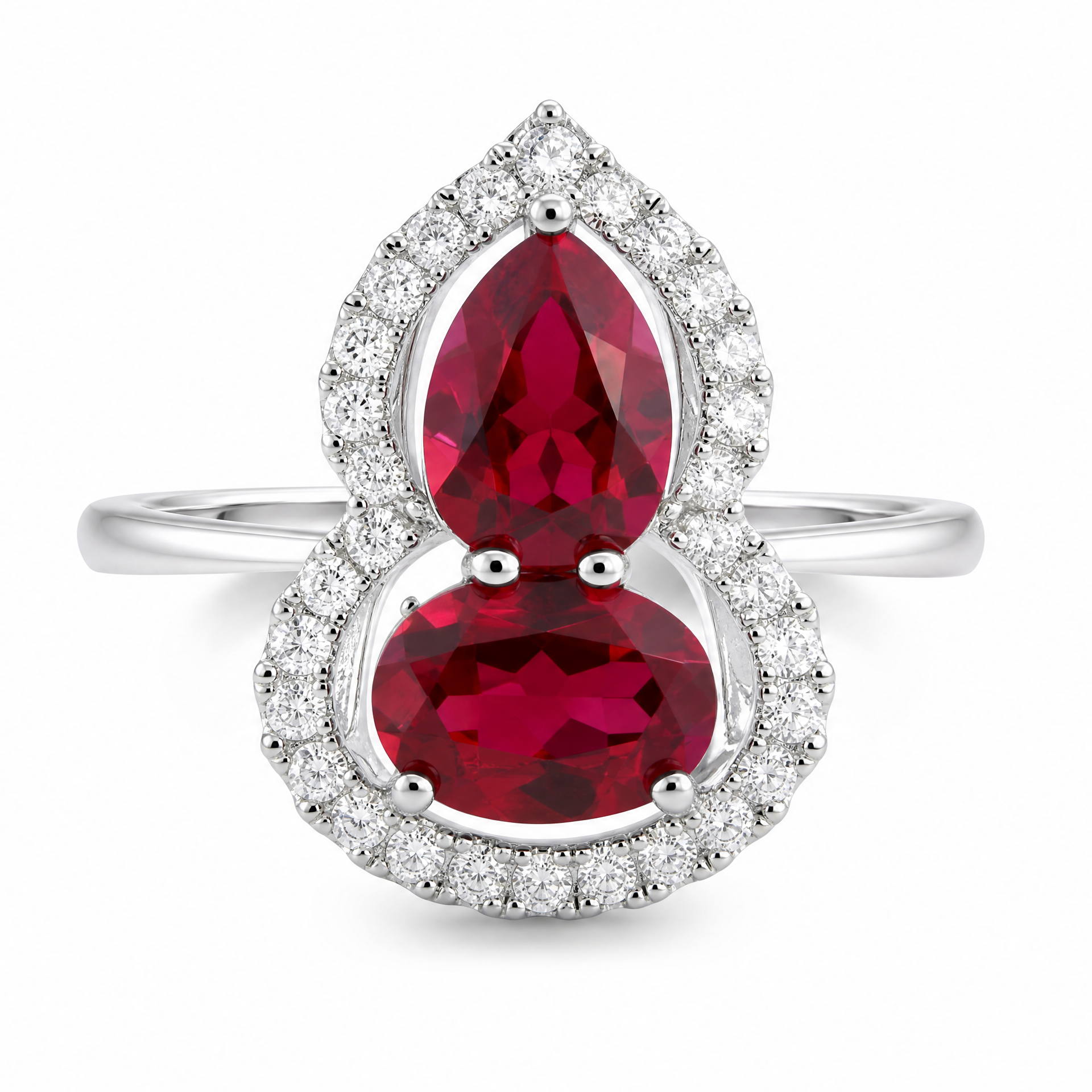 Full‑Halo Gourd‑Shaped Gem Ring