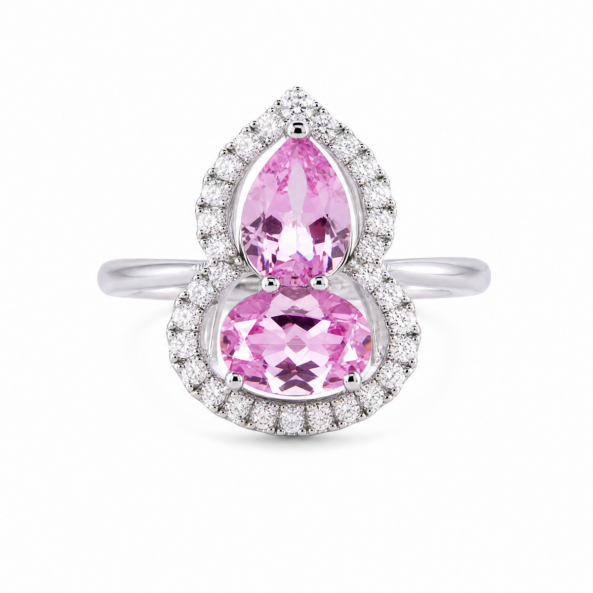 Full‑Halo Gourd‑Shaped Gem Ring