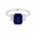 Emerald‑Cut Three‑Stone Gemstone Ring