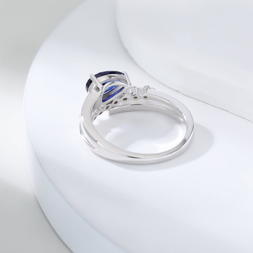 Pear‑Cut Open‑Shank Star‑Accent Gemstone Ring