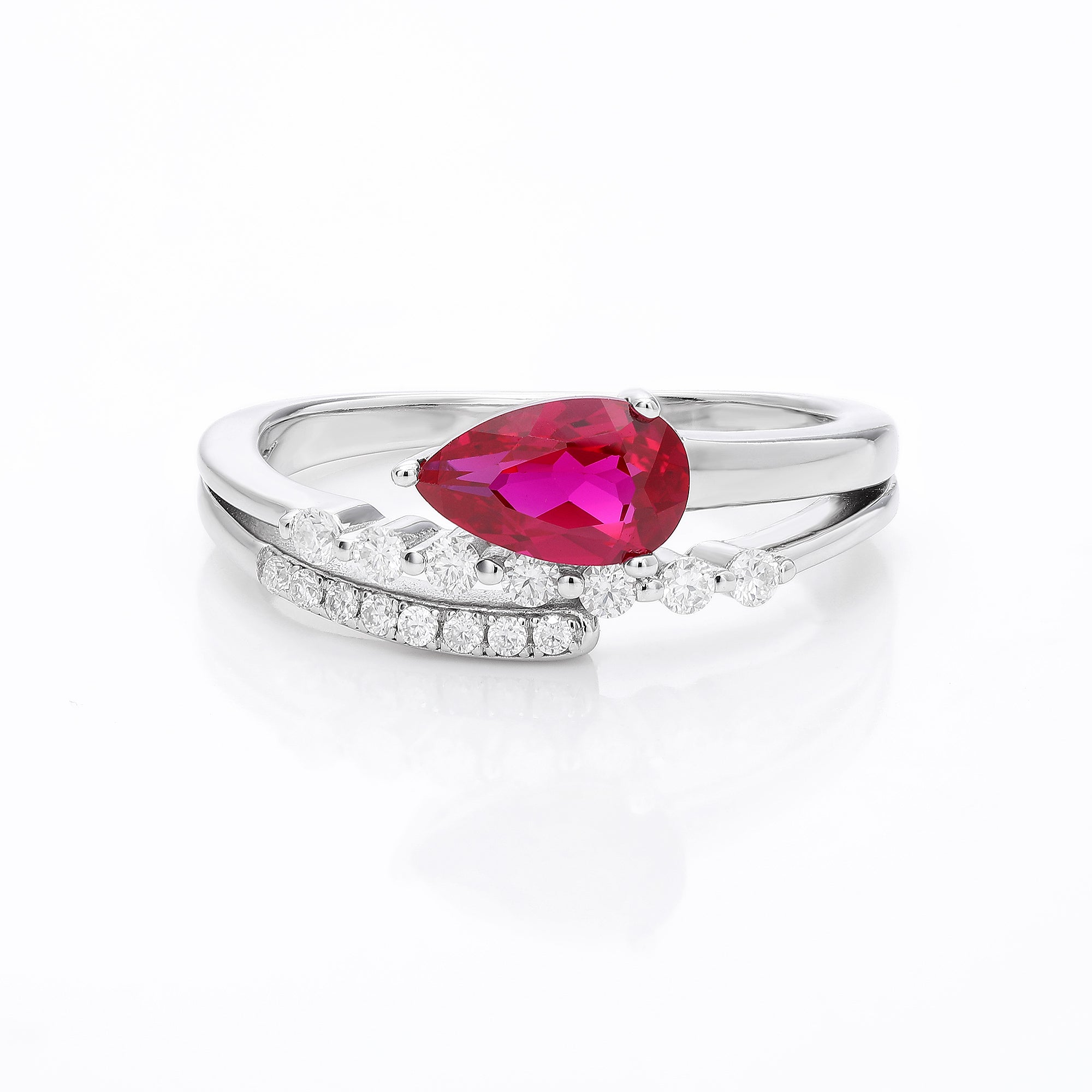 Pear‑Cut Open‑Shank Star‑Accent Gemstone Ring