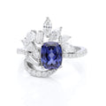 Cushion‑Cut Floral Halo Gemstone Statement Ring