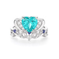 Colored Gemstone Halo Ring, Blue / Red / Light‑Green Center Stone, 18K White Gold / 925 Sterling Silver Bespoke Fine Jewelry