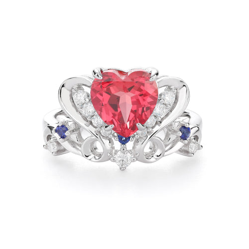Colored Gemstone Halo Ring, Blue / Red / Light‑Green Center Stone, 18K White Gold / 925 Sterling Silver Bespoke Fine Jewelry